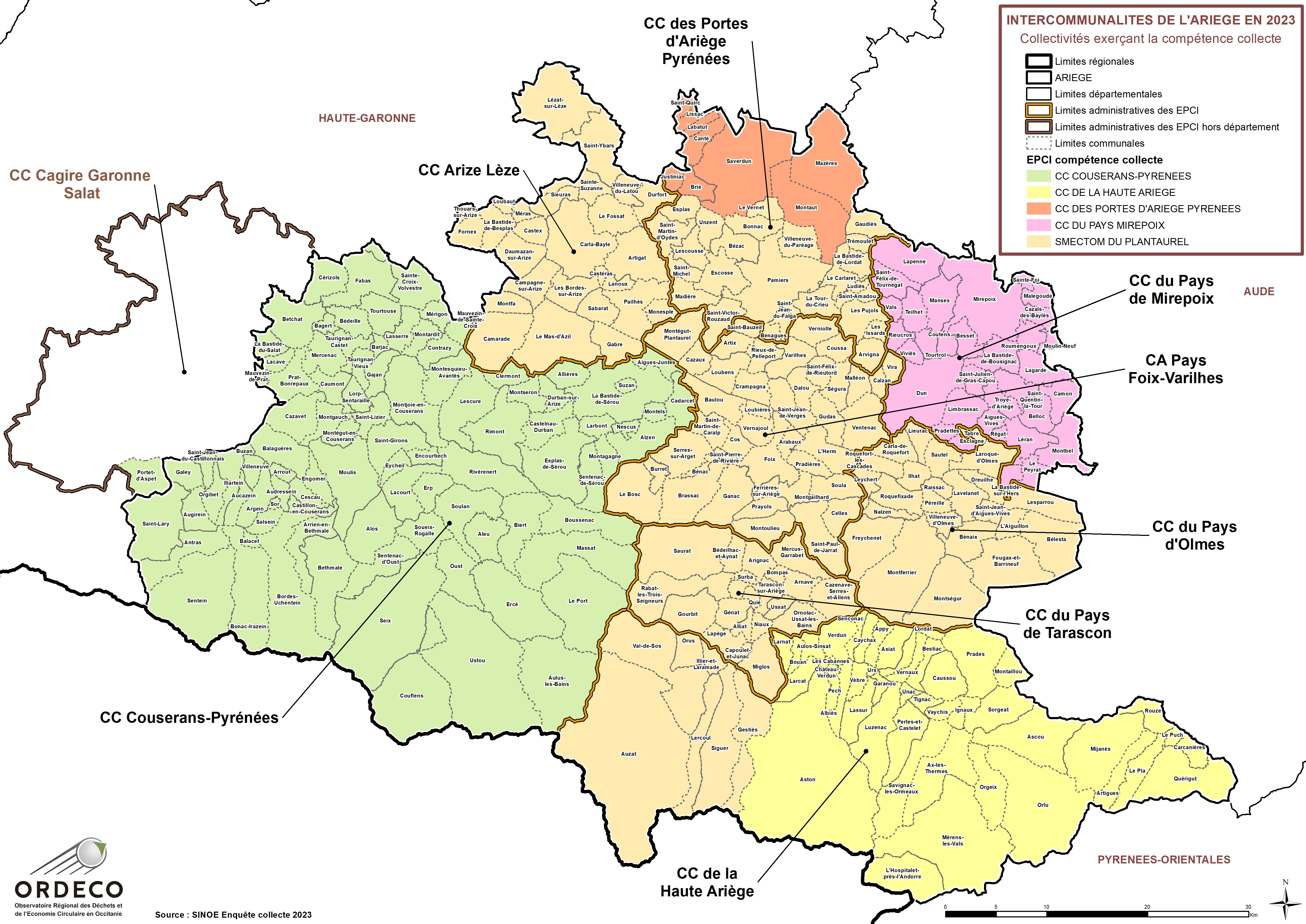 Collectivités à compétence Collecte en 2023 en Ariège