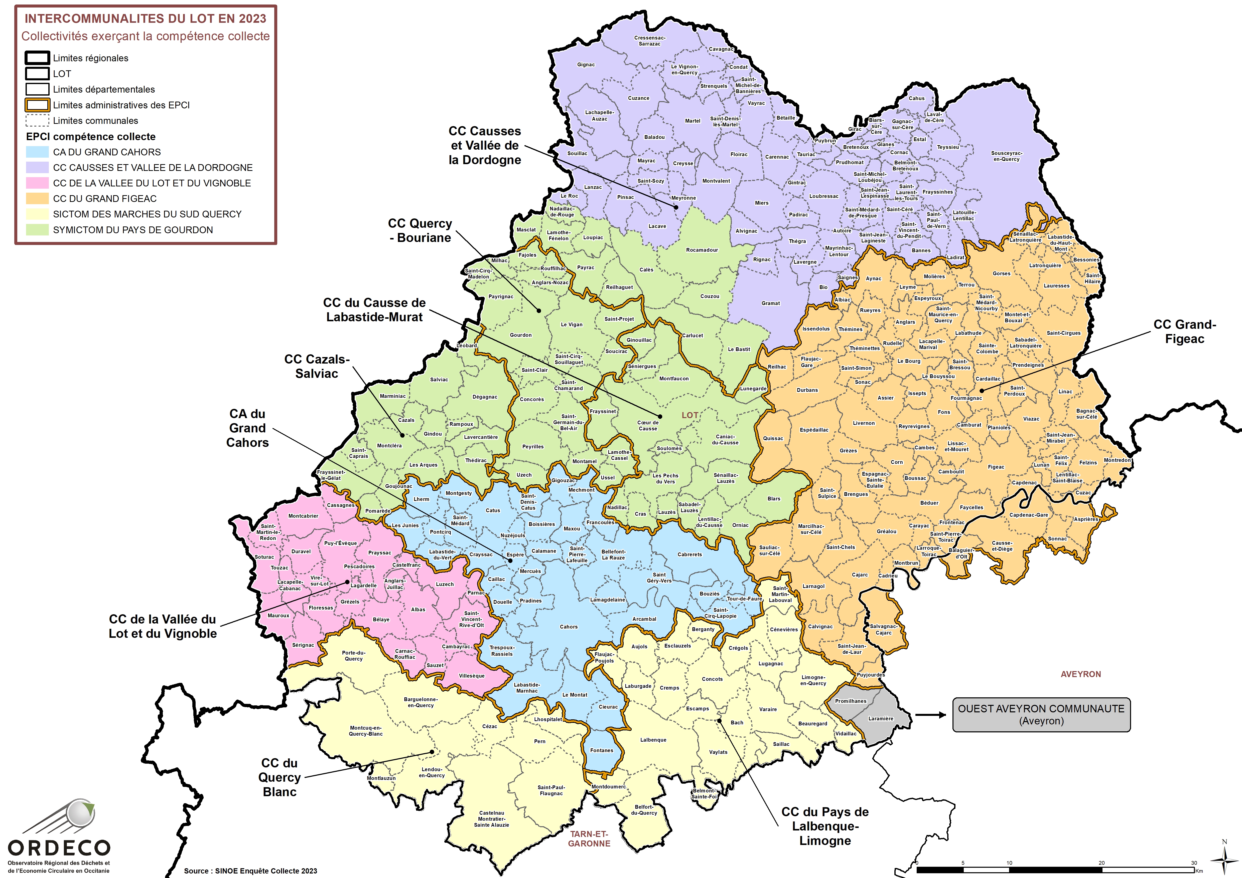  - Collectivités à compétence Collecte en 2023 - Lot