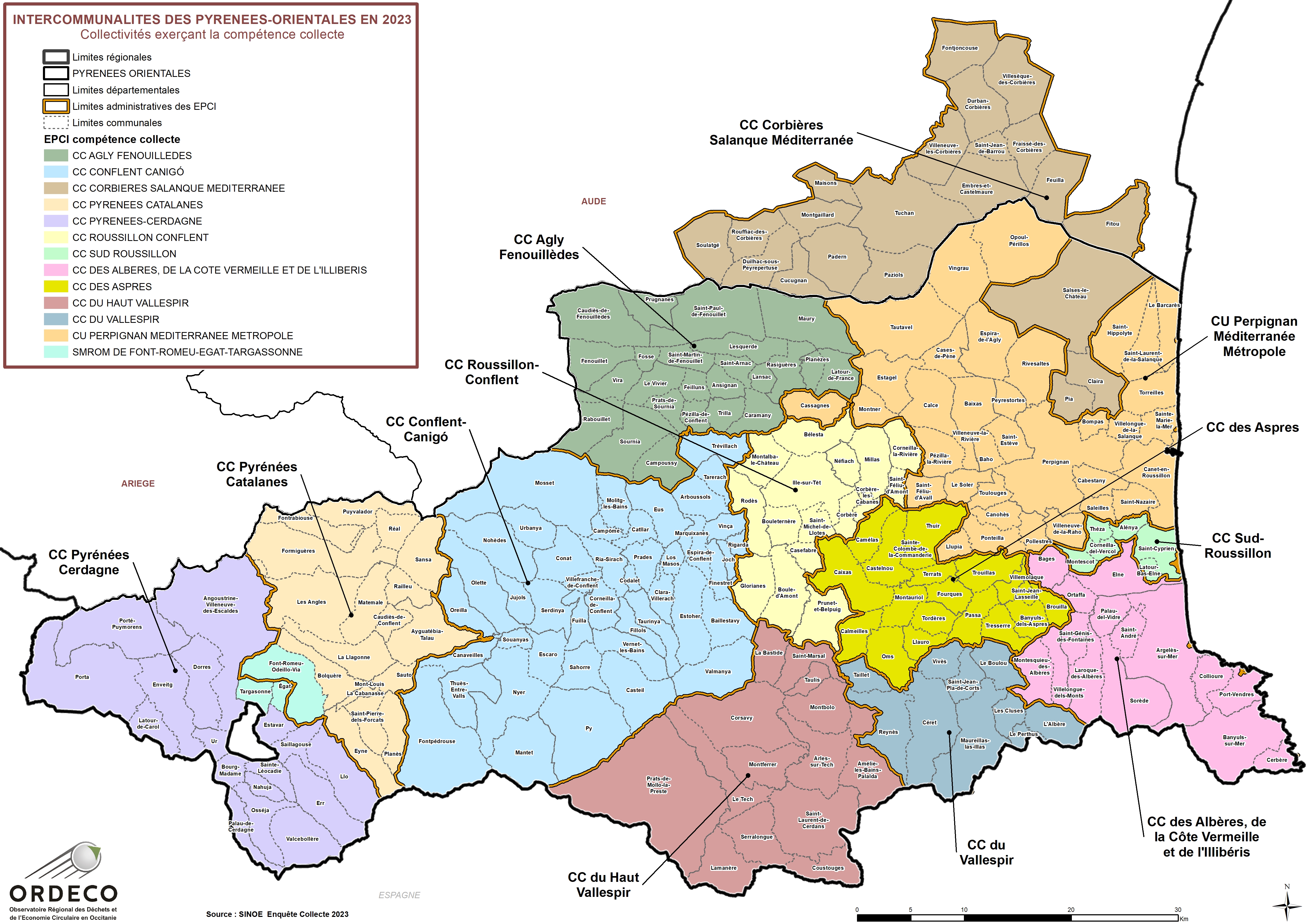  - Collectivités à compétence Collecte en 2023 - Pyrénées Orientales