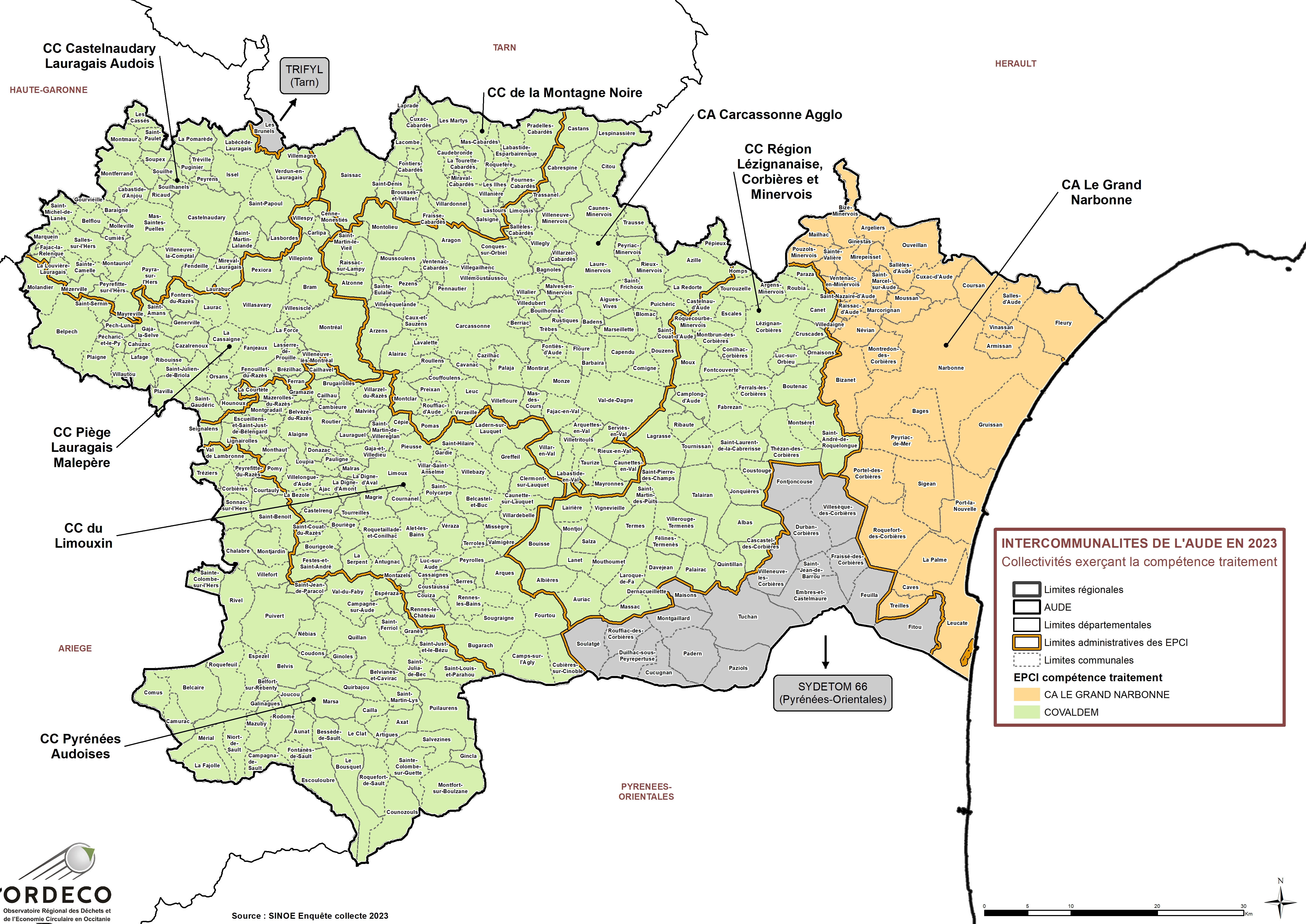 - Les Collectivités à compétence Traitement en 2023 Aude