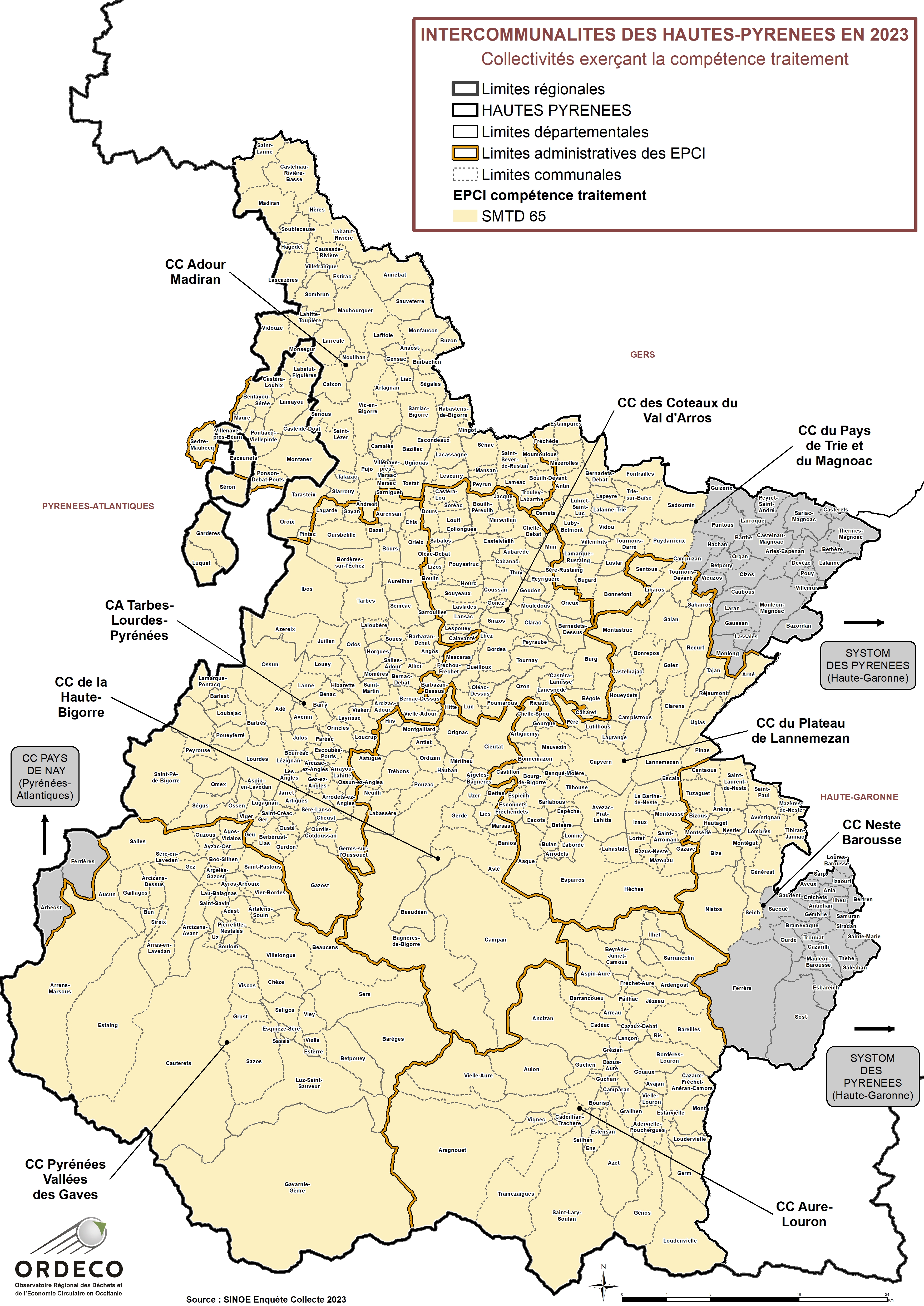  - Les Collectivités à compétence Traitement en 2023 - Hautes Pyrénées
