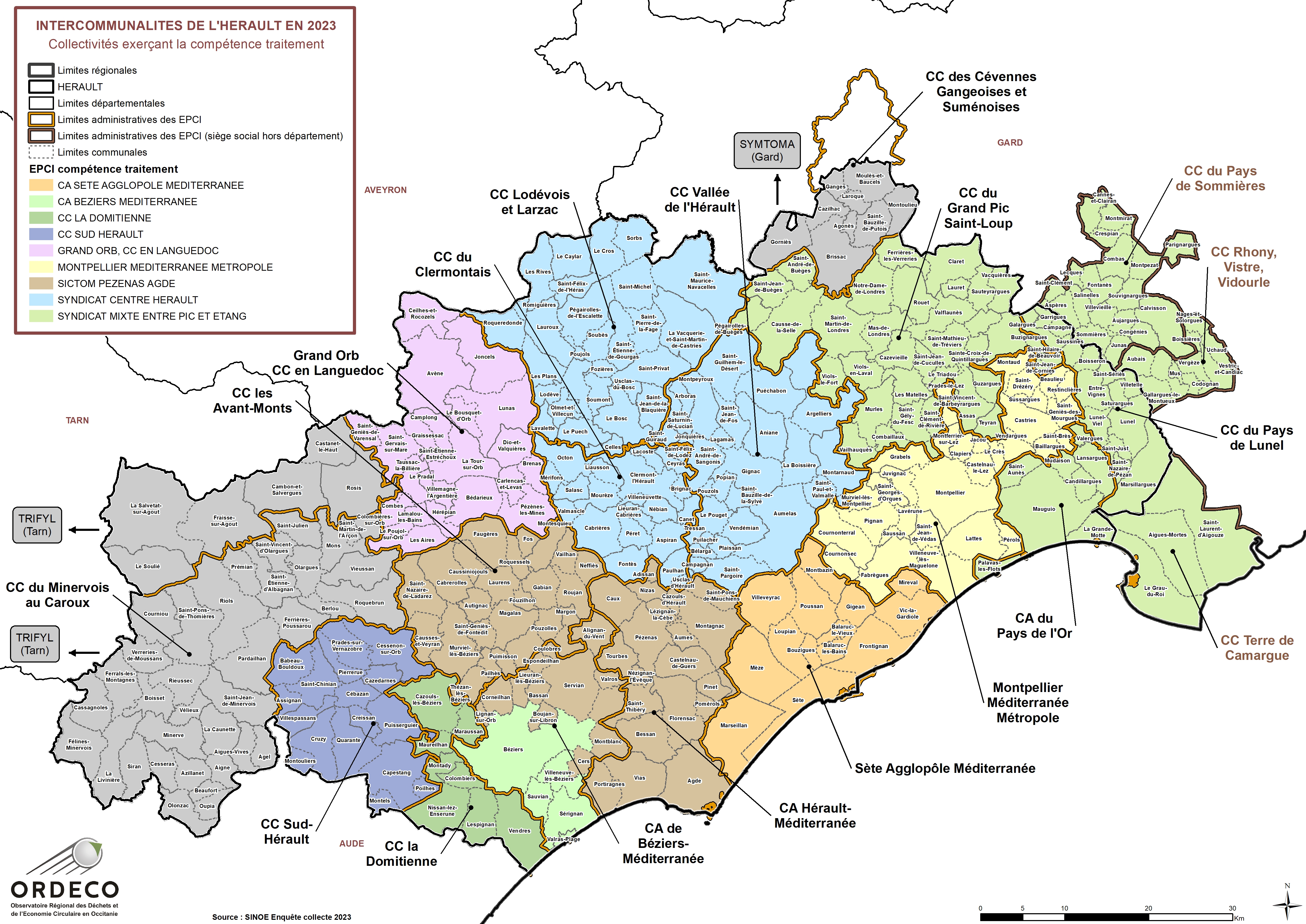  - Les Collectivités à compétence Traitement en 2023 - Hérault