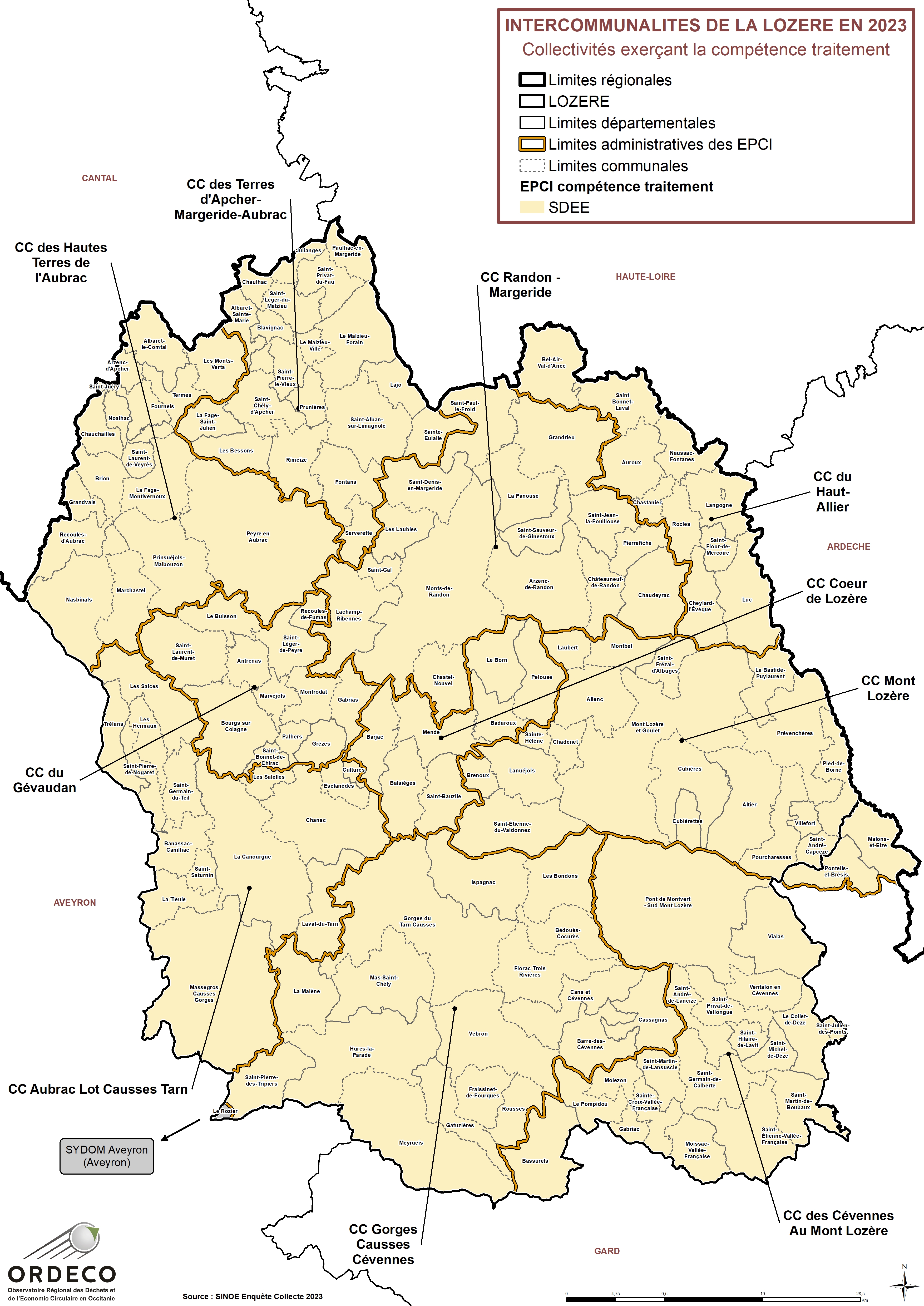  - Les Collectivités à compétence Traitement en 2023 - Lozère