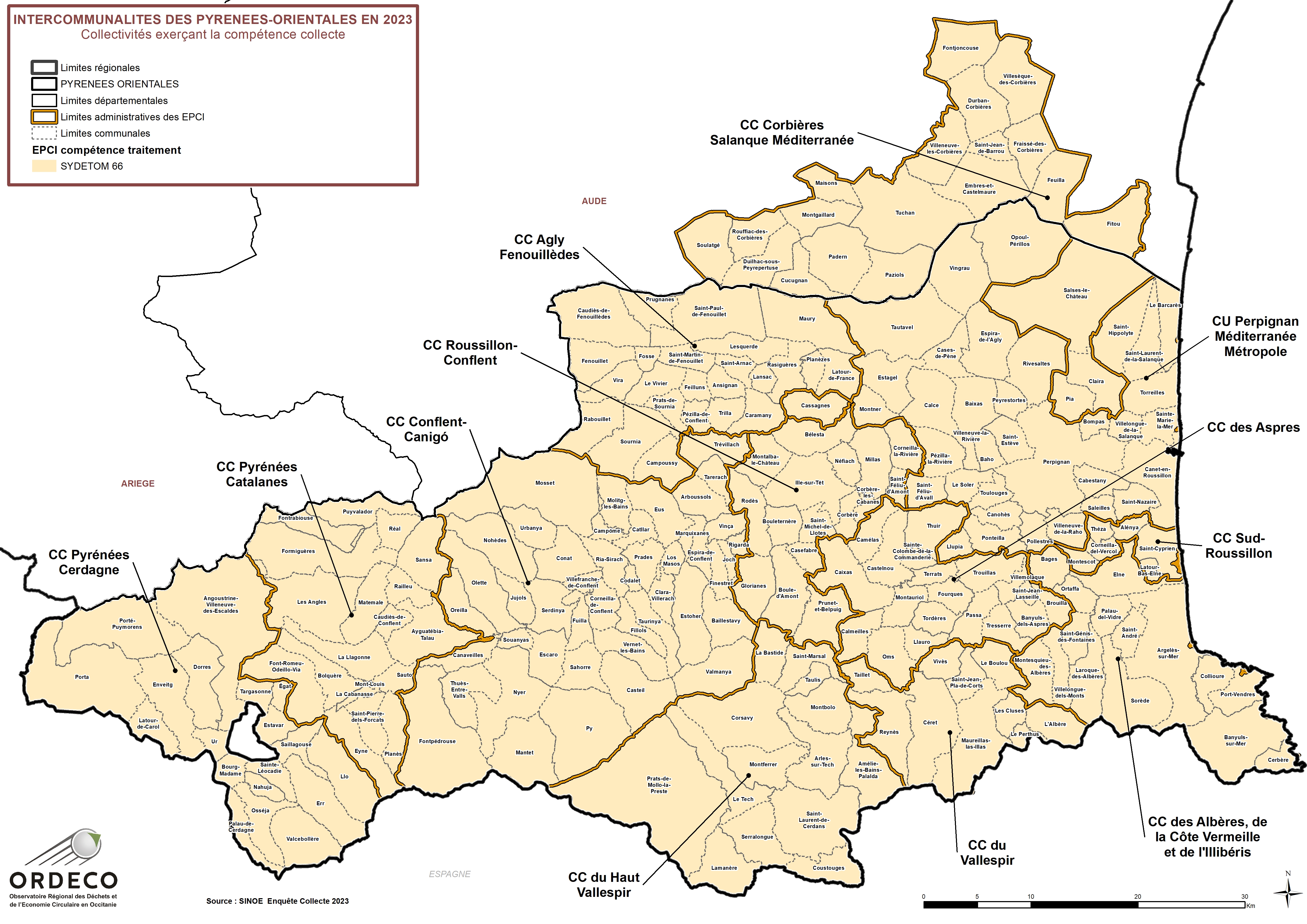  - Les Collectivités à compétence Traitement en 2023- Pyrénées orientales