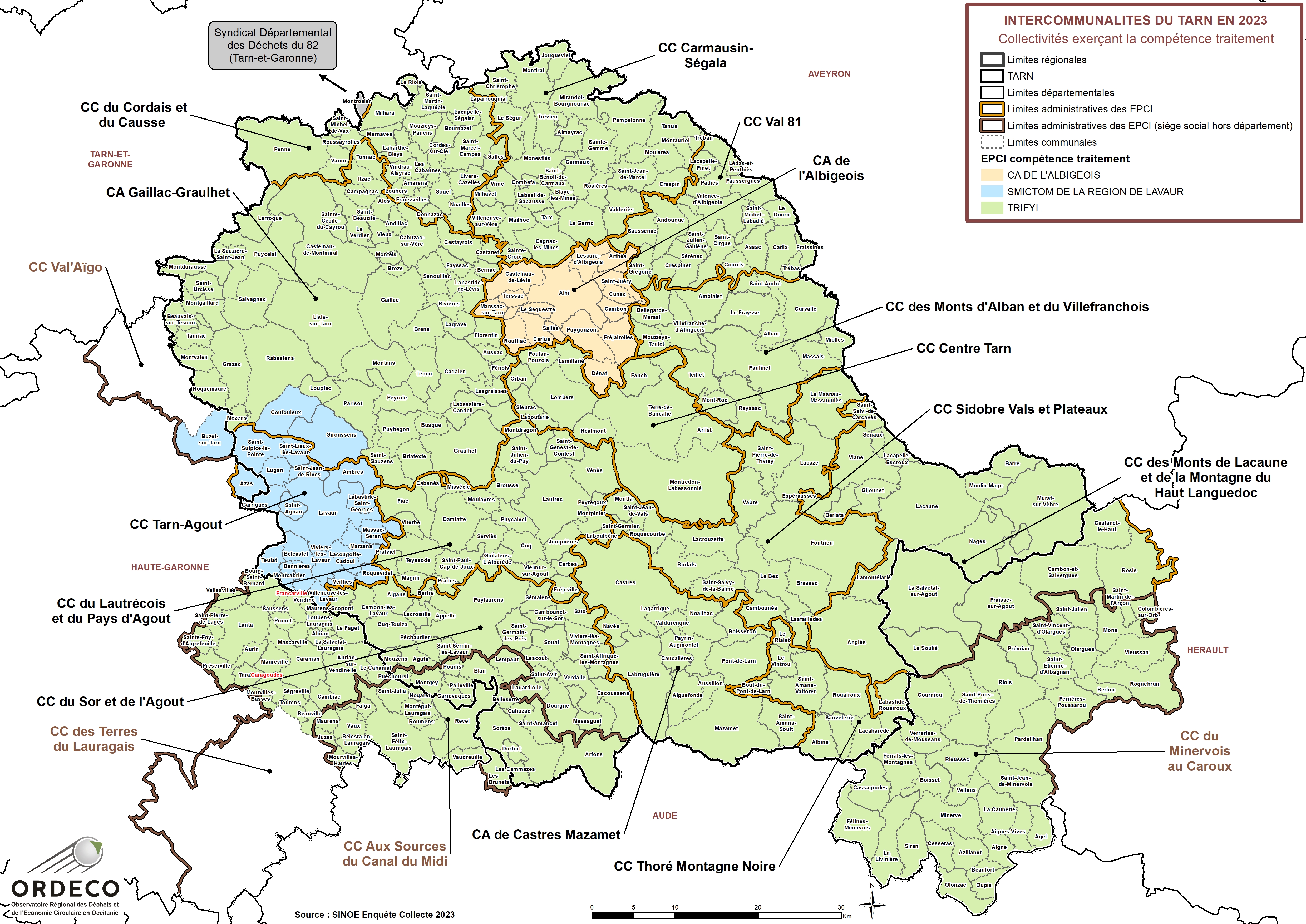  - Les Collectivités à compétence Traitement en 2023 - Tarn