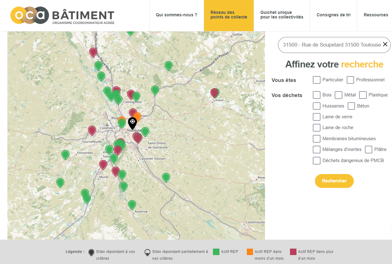 Points de collecte déchets du bâtiment