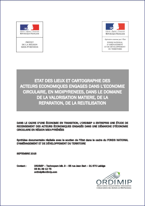 Référencement des acteurs de l'Economie Circulaire - Etude ORDIMIP - 2015 - Midi-Pyrénées