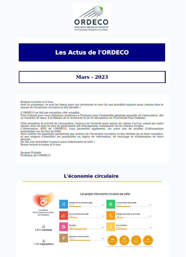 Les ACTUS de l&aposORDECO - Mars 2023