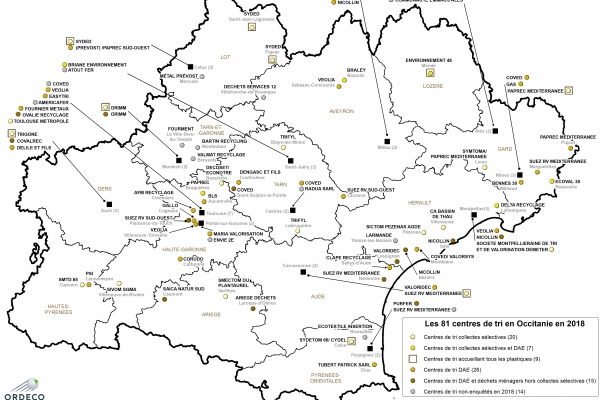 Centres de tri de déchets d&amp;amp;amp;aposOccitanie en 2018