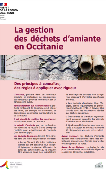 Brochure sur la gestion des déchets d'amiante en Occitanie | ORDECO - DREAL - DREETS