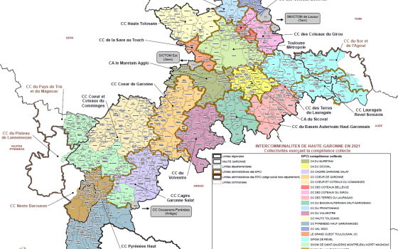  - Collectivités à compétence Collecte en 2021  - Haute Garonne