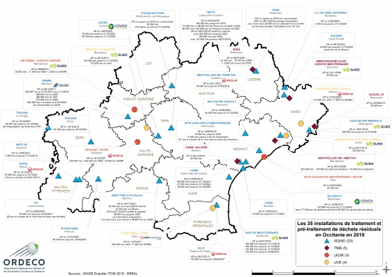 Carte des installations de tmt des DR avec AP et capa Occitanie 2018