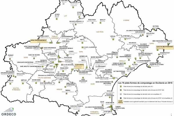 Carte régionale compostage DV et boues 2018