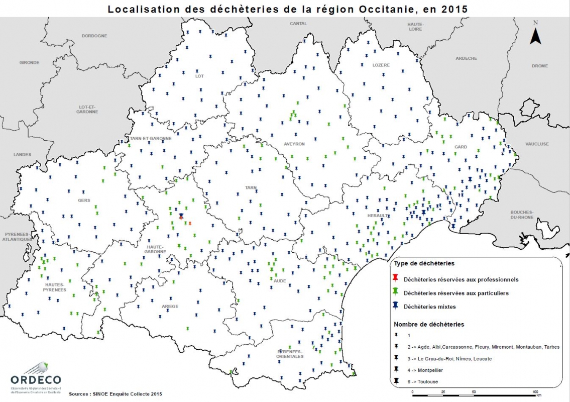 Figure 33 Déchèteries Occitanie 2015